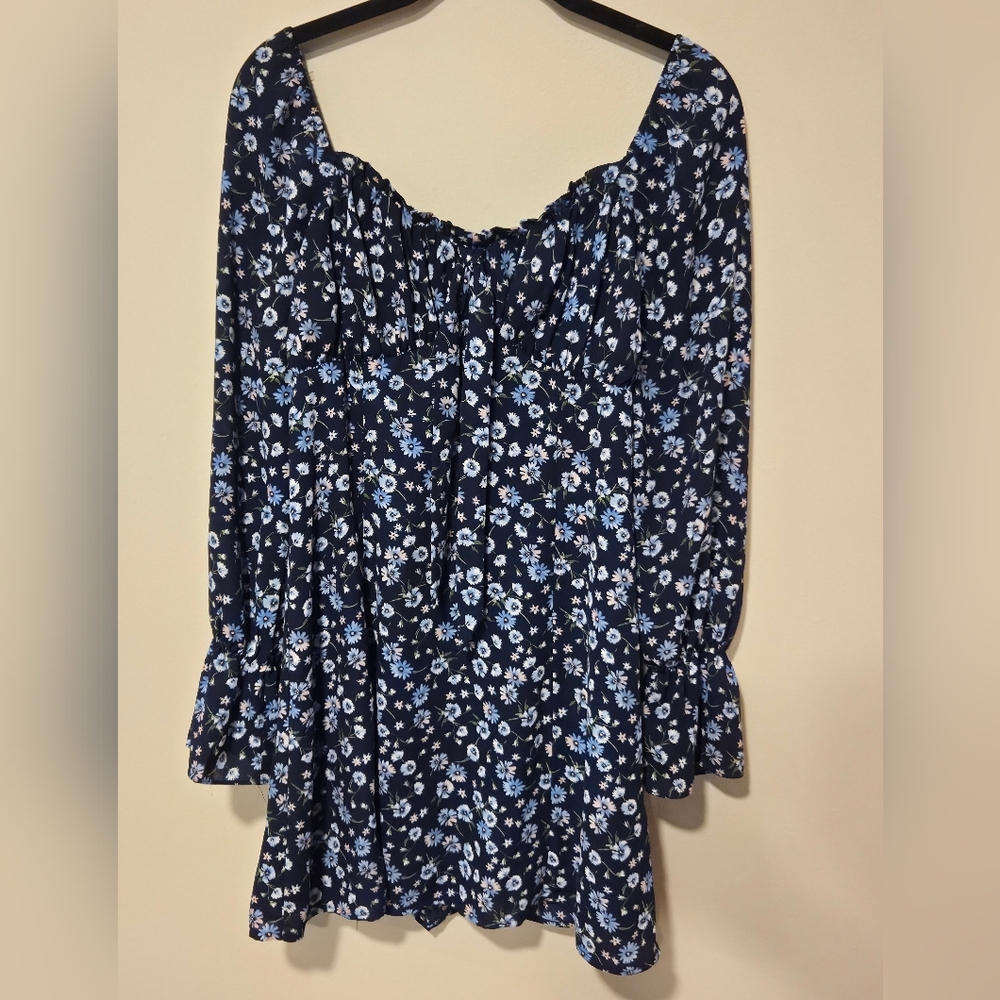 As U Wish Long Sleeve Navy Floral Dress Size Medium